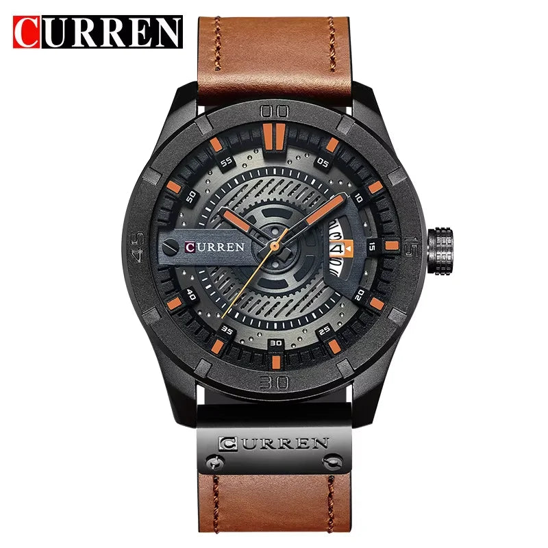 Marque de montres de luxe CURREN Montres de sport militaires pour hommes Montre à quartz pour hommes Décontractée en cuir Relogio Masculino