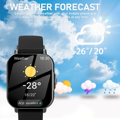 LAXASFIT 2026 Nouvelle Montre Connectée Appel Bluetooth Lecture Musique Surveillance Fréquence Cardiaque & Pression Artérielle Cadeau de Noël Unisexe