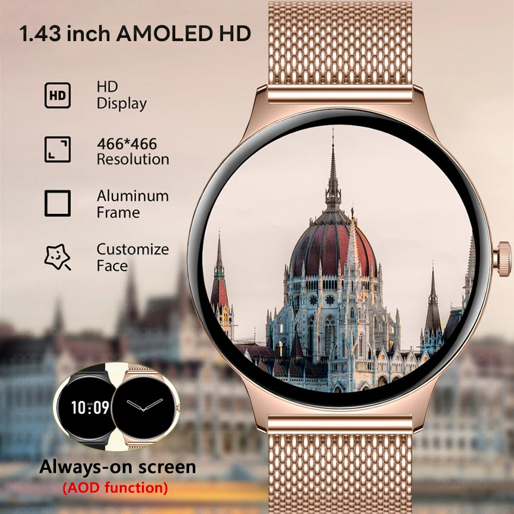2026 Nouvelle Montre Connectée Ultra Mince 7.9MM Femmes Écran Toujours Affiché Temps Bracelet Sport Appel Bluetooth Montres Intelligentes Mode ios