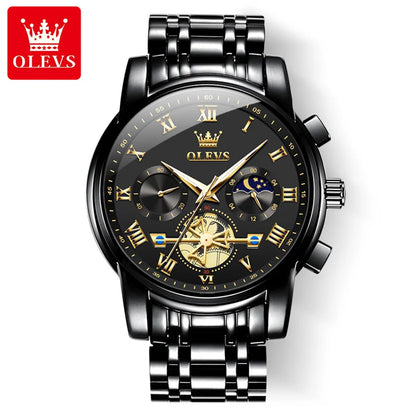 OLEVS 2859 Montre de luxe étanche en acier inoxydable à quartz pour hommes Chronographe Lumineuse Montres-bracelets pour hommes Relojes Para Hombre