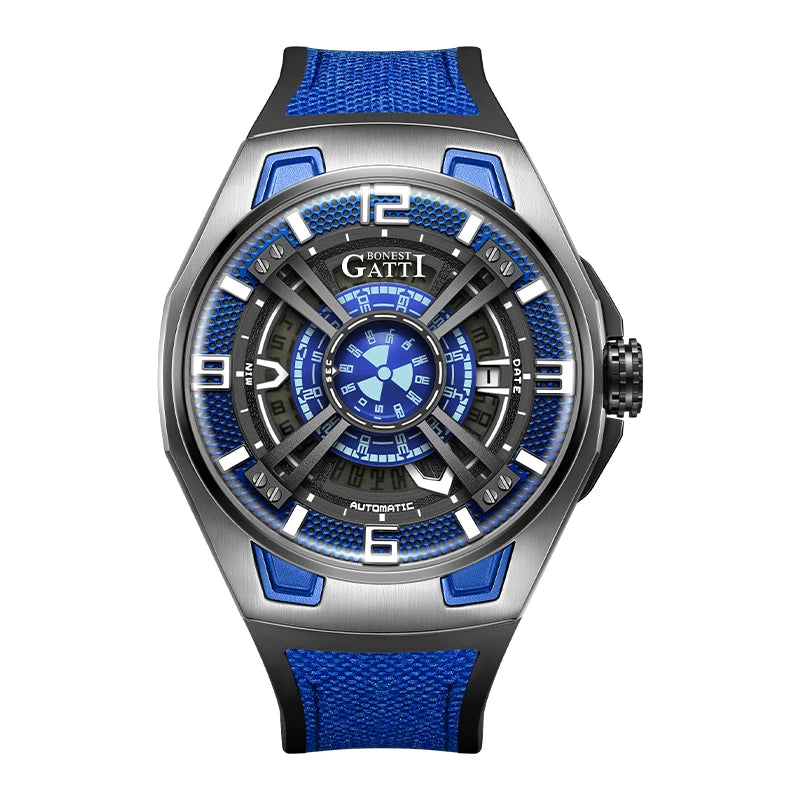 BONEST GATTI 5803 Montre Homme Automatique Montres de Luxe Lumineuses Étanche Cadran Conceptuel Mécanique Montre-Bracelet
