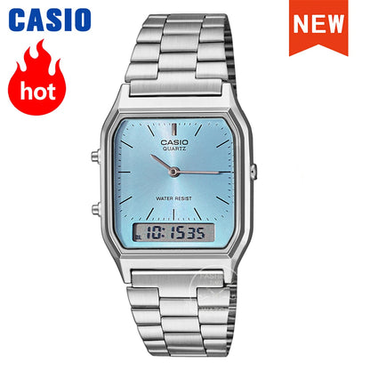 Montre Casio Homme Double Affichage Style Rétro Cadran Personnalisé Mouvement à Quartz Résistante à l'Eau AQ-230A-