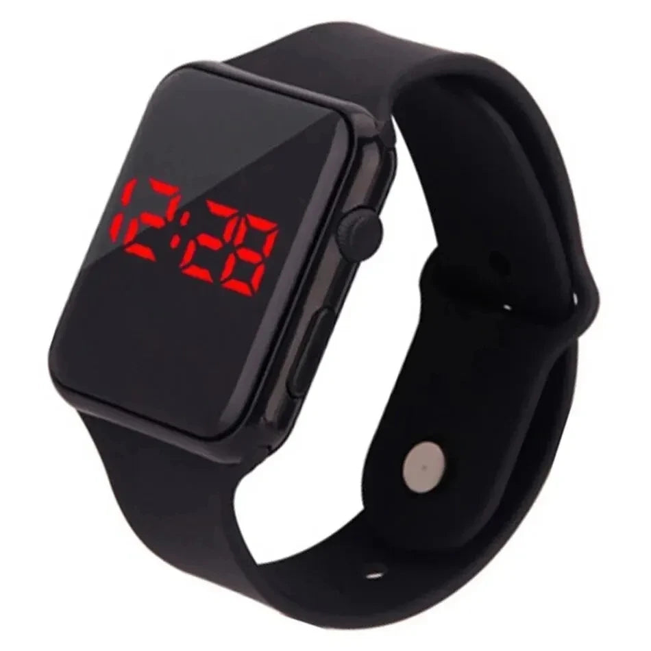 Montre numérique simple pour hommes femmes Mode sport Montre électronique LED Bracelet en silicone noir Montre décontractée pour hommes Reloj Hombre
