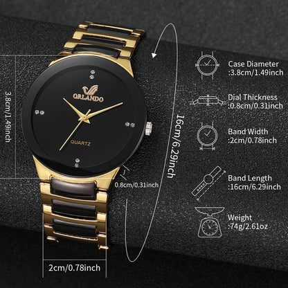 Men's quartz watch with stainless steel strap and classic dial