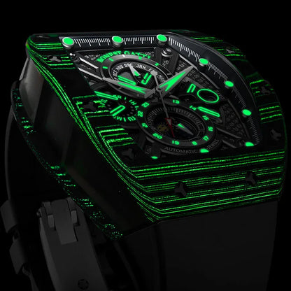 ChronoState BONEST GATTI Carbone – Montre de luxe mécanique automatique | Montre de sport lumineuse en fibre de carbone