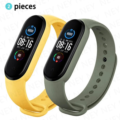 2PCS Watch Strap For Xiaomi Mi Band 7 6 5 4 3 Wristband Silicone Bracelet Wrist Straps MiBand 3/4 band6 Smartwatch Accessories