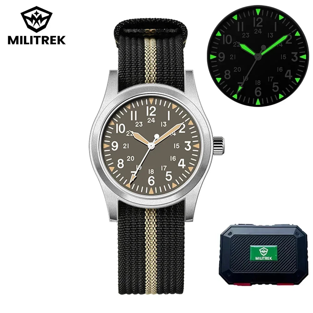 Montre Homme MILITREK 2026 Nouvelle Montre Militaire Rétro Quartz VH31 37mm Saphir Acier Inoxydable Étanche 100m Lumineux C3 Reloj Hombre