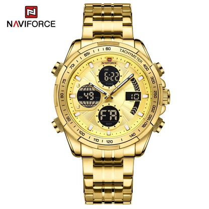 NAVIFORCE Montres à quartz pour hommes Nouvelle montre-bracelet sport double affichage étanche 30m Montre décontractée en acier inoxydable Relogio Masculino