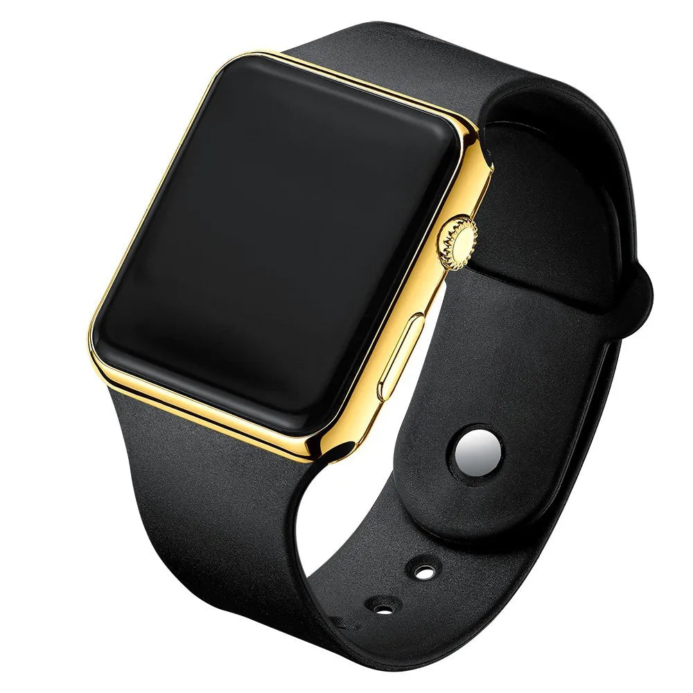 Montre numérique simple pour hommes femmes Mode sport Montre électronique LED Bracelet en silicone noir Montre décontractée pour hommes Reloj Hombre