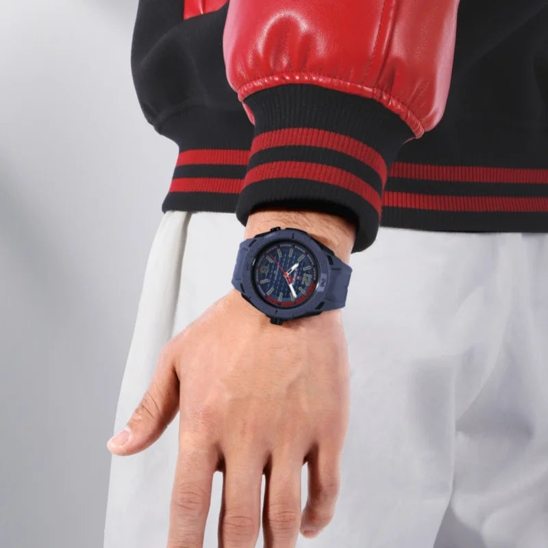 NAVIFORCE 7126 Montre à Quartz Tendance pour Homme, Décontractée, Simple, Étanche, Bracelet en Silicone, Montre de Sport Lumineuse pour Homme, reloj hombre