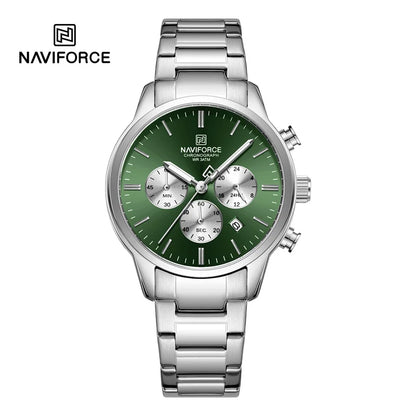 Montre Homme NAVIFORCE Quartz Calendrier Étanche 3ATM Affichage de la Date Bracelet en Acier Montre-Bracelet de Luxe Sport à la Mode NF8076