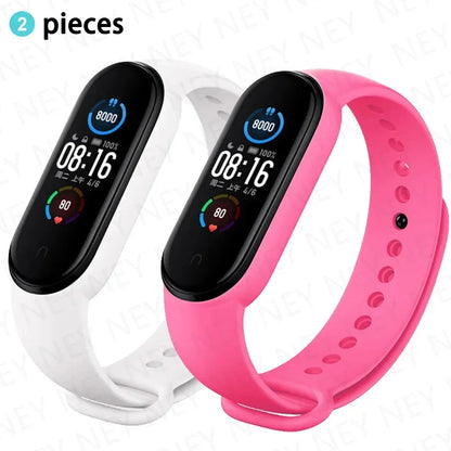 2PCS Watch Strap For Xiaomi Mi Band 7 6 5 4 3 Wristband Silicone Bracelet Wrist Straps MiBand 3/4 band6 Smartwatch Accessories
