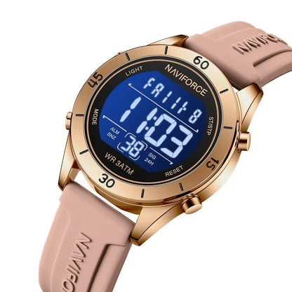 NAVIFORCE NF5054 Montre Sport Étanche LCD Numérique Jour et Date Bracelet Silicone Électronique