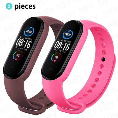 2PCS Watch Strap For Xiaomi Mi Band 7 6 5 4 3 Wristband Silicone Bracelet Wrist Straps MiBand 3/4 band6 Smartwatch Accessories