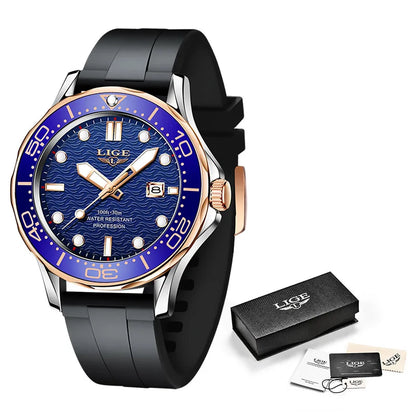 2026 LIGE Nouvelle Montre Homme D'Affaires Grande Marque Luxe Montre de Plongée Pour Hommes Étanche Date Horloge Montre de Sport Relogio Masculino+Boîte