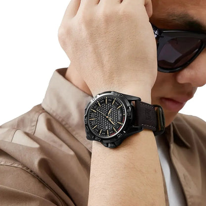 Montre-bracelet à quartz décontractée NAVIFORCE pour homme, style militaire, avec calendrier, étanche, en cuir, pour homme d'affaires, Relogio Masculino