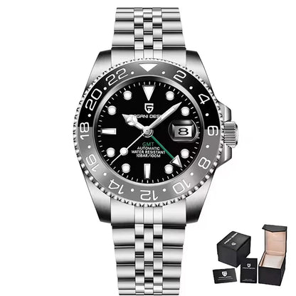 Montre Homme PAGANI DESIGN GMT 40mm Automatique Verre Saphir Acier Inoxydable Étanche Top Marque Cadeau RelogioMasculino