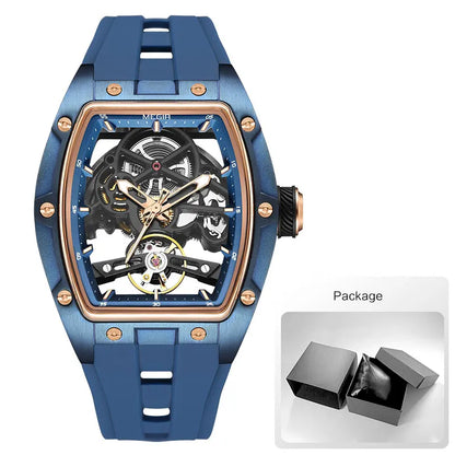 Montre-bracelet MEGIR pour hommes, mode, noire, étanche, mécanique automatique, avec aiguilles lumineuses, bracelet en silicone, cadran tonneau 2242