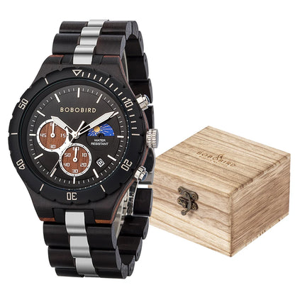 BOBO BIRD GT069 Wood Chronograph Military Watch
