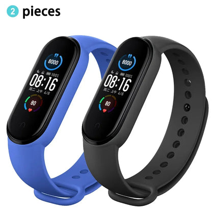 2PCS Watch Strap For Xiaomi Mi Band 7 6 5 4 3 Wristband Silicone Bracelet Wrist Straps MiBand 3/4 band6 Smartwatch Accessories