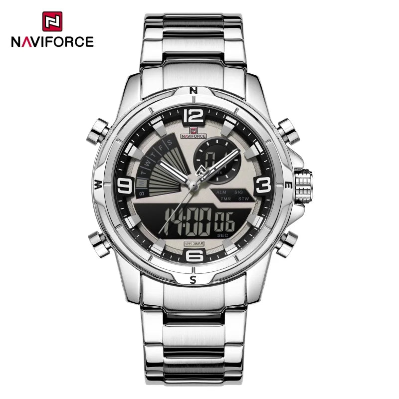 NAVIFORCE NF9257 Dual Display Stainless Steel Watch