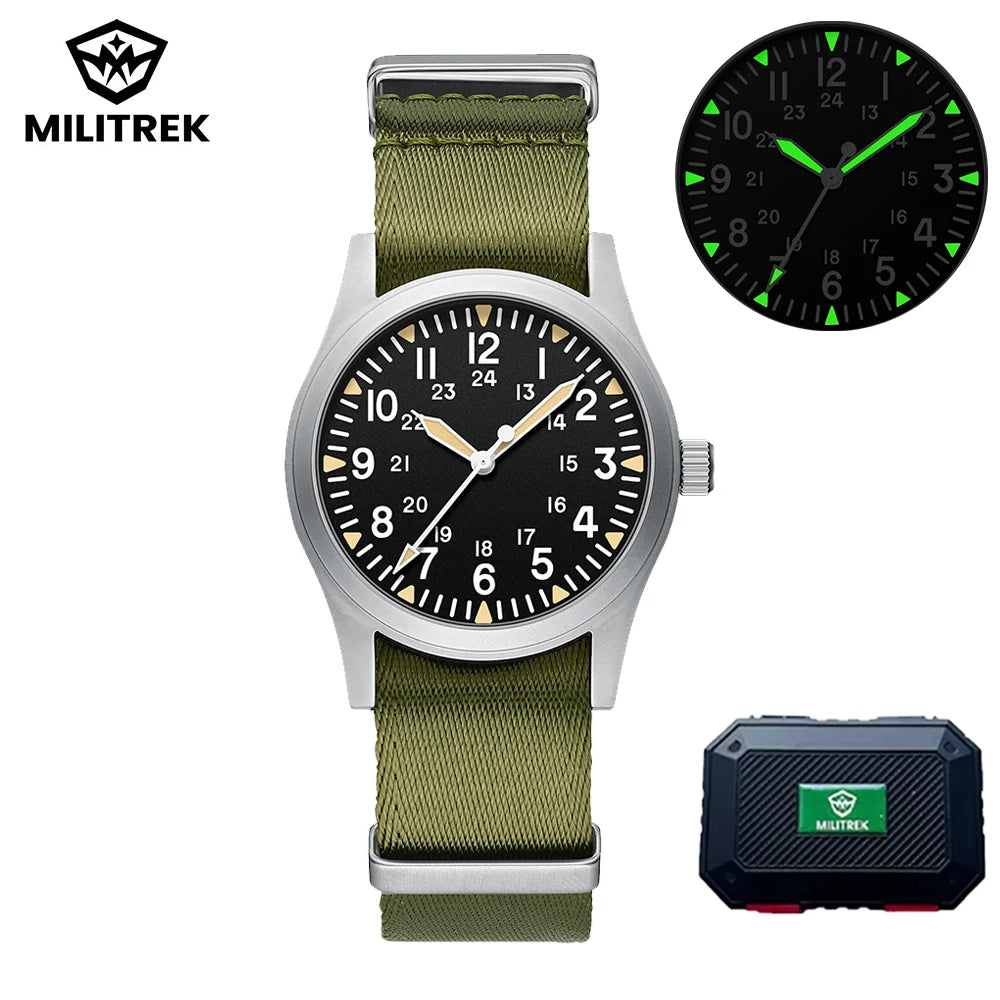 Montre Homme MILITREK 2026 Nouvelle Montre Militaire Rétro Quartz VH31 37mm Saphir Acier Inoxydable Étanche 100m Lumineux C3 Reloj Hombre