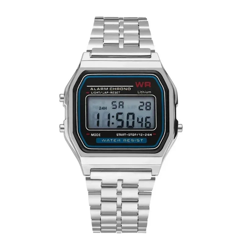 Fashion Mens Watch Digital Led Luxury Stainless Steel Square Wristwatch Electronic Watches for Men Female Clock Reloj Hombre