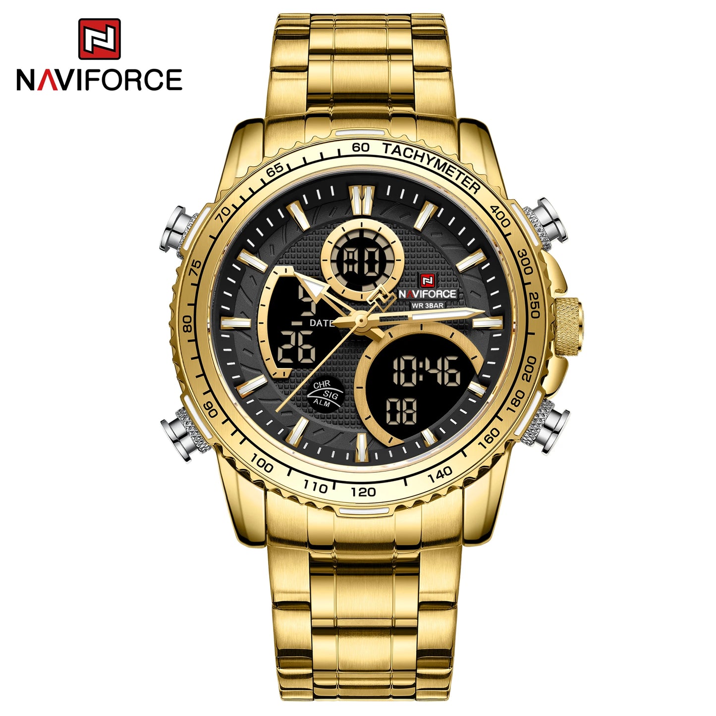 NAVIFORCE 2025 Nouvelle Montre Sport Homme Luxe Originale Montre-Bracelet en Acier Inoxydable Hommes Double Affichage Militaire Montres Étanche