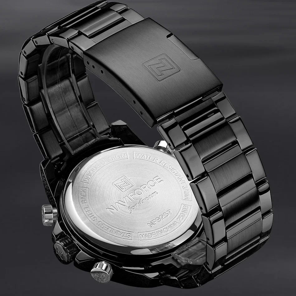 NAVIFORCE Montres de Luxe Militaires pour Hommes Chronographe Mode Alarme Montres-bracelets à Quartz pour Hommes Sports Calendrier Mensuel Étanche Cadeau