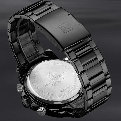 NAVIFORCE Montres de Luxe Militaires pour Hommes Chronographe Mode Alarme Montres-bracelets à Quartz pour Hommes Sports Calendrier Mensuel Étanche Cadeau