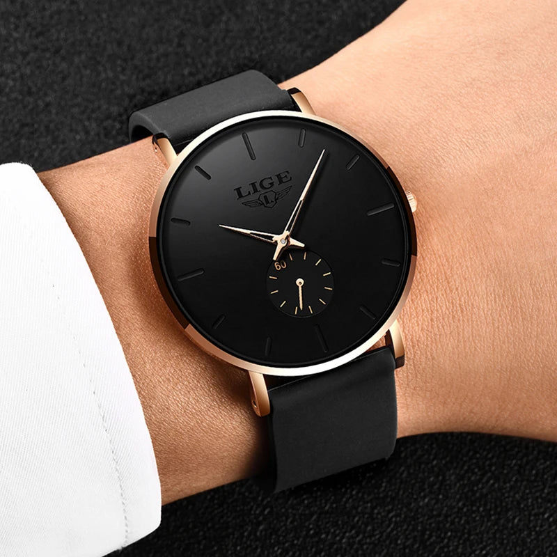 LIGE 2026 Nouvelle Montre Sport Tendance Homme, Marque de Luxe, Étanche, Simple, Ultra-Fine, Montre Homme à Quartz, Relogio Masculino