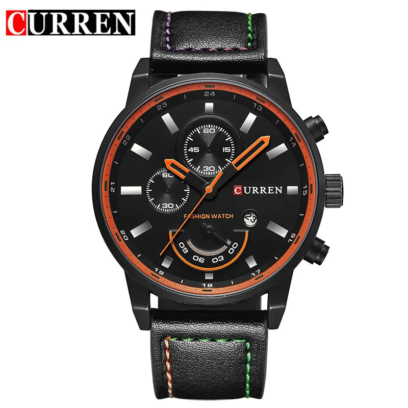 Montre à quartz pour homme Curren 8217, bracelet en cuir de luxe, marque supérieure, décontractée, à la mode, pour sport, horloge, montre-bracelet pour homme