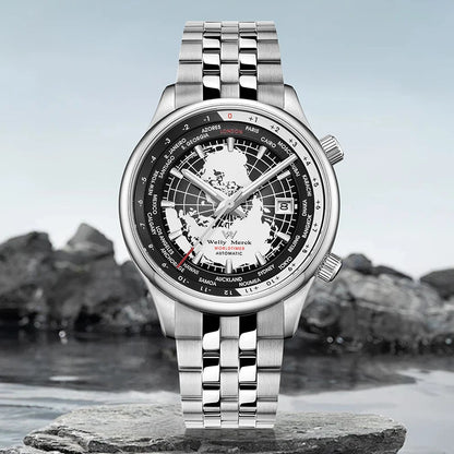 WM Watch Automatic Mechanical Men Watches High Quality Sapphire World Time Original Recognized Brand Welly Merck Watch Man WM057