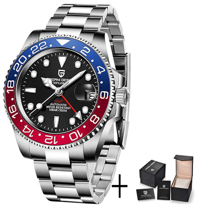 PAGANI DESIGN PD-1662 Montre-bracelet mécanique de luxe GMT pour hommes Verre saphir Acier inoxydable Montres automatiques étanches à 100 m