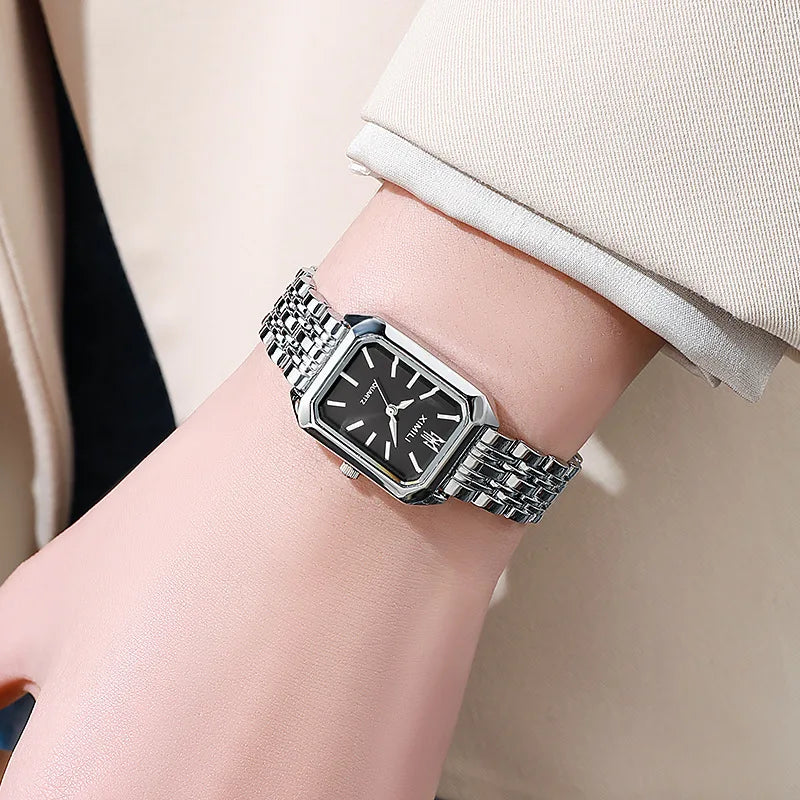 Montres de Luxe pour Femmes, Montre-Bracelet de Forme Rectangulaire en Acier, à Quartz, Reloj Mujer, Relogio Feminino, Cadeau pour Fille