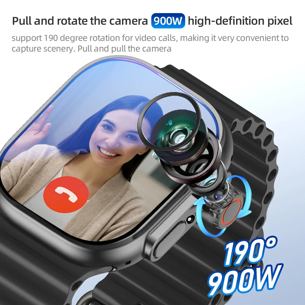 DW200 Montre Intelligente Homme WIFI Touch ID NFC Infrarouge avec Caméra Rotative, Déverrouillage par Empreinte Digitale, Fente pour Carte SIM Tactile, Appel Vidéo