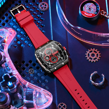CURREN Square Chronograph Silicone Strap Watch 47mm
