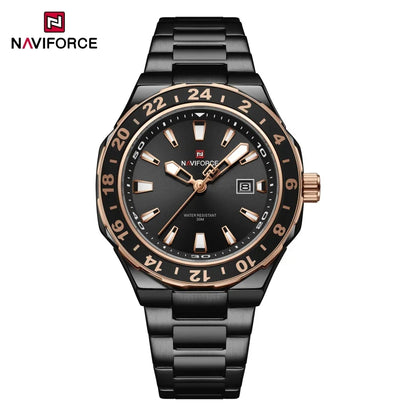 NAVIFORCE – Montre de luxe sportive à quartz, lumineuse, avec calendrier, pour homme, en acier inoxydable, étanche, Relogio Masculino