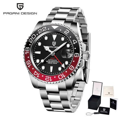 PAGANI DESIGN PD-1662 Luxury GMT Men Mechanical Wristwatch Sapphire Glass Stainless Steel 100M Waterproof Automatic Watches