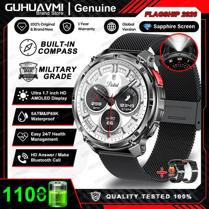 Montre connectée 2026 New T-Rex3 Pro 1100mAh Batterie GPS 5ATM Étanche Sport Course Extérieur Boussole Militaire