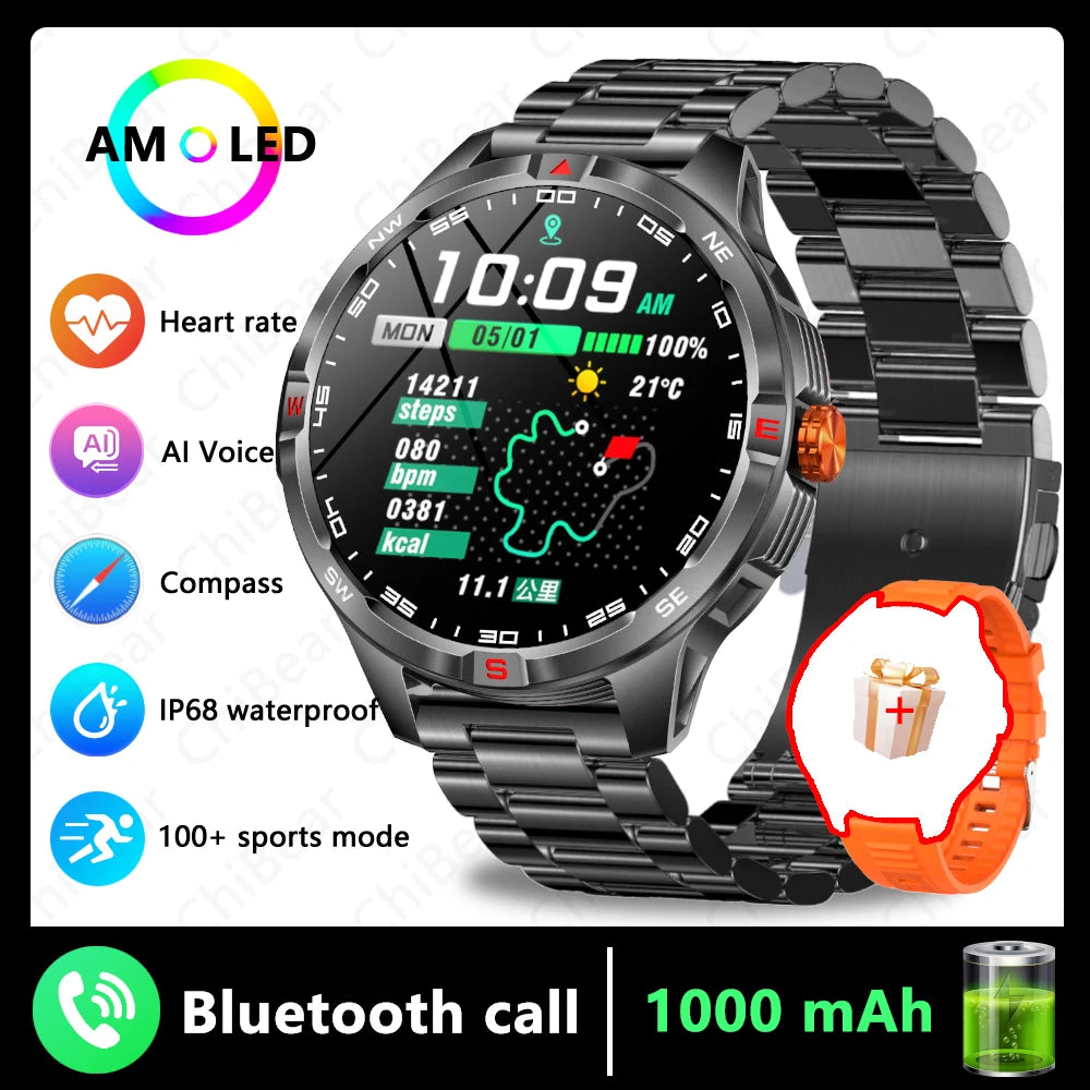 T-Rex 3 Military 1000mAh Battery Smart Watch Adult Men Compass Bluetooth Call AMOLED Screen Heart Rate Waterproof SmartWatches