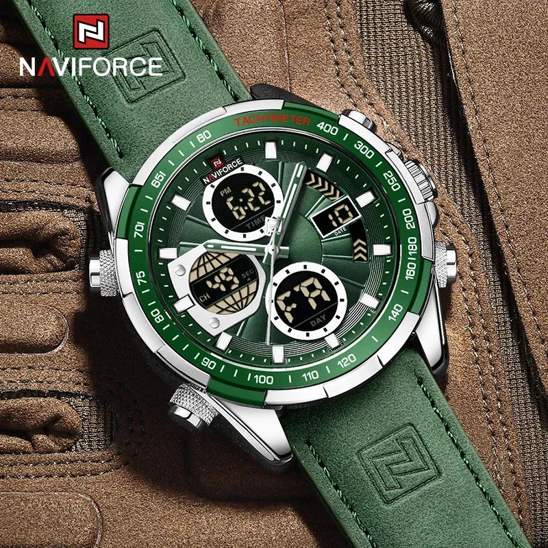 Montre Militaire NAVIFORCE pour Homme Chronographe Multifonction Sport Étanche 3ATM avec Alarme Affichage Jour et Date Cadeaux pour Hommes Horloge