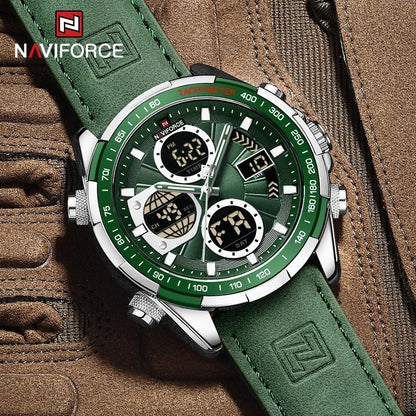 Montre Militaire NAVIFORCE pour Homme Chronographe Multifonction Sport Étanche 3ATM avec Alarme Affichage Jour et Date Cadeaux pour Hommes Horloge
