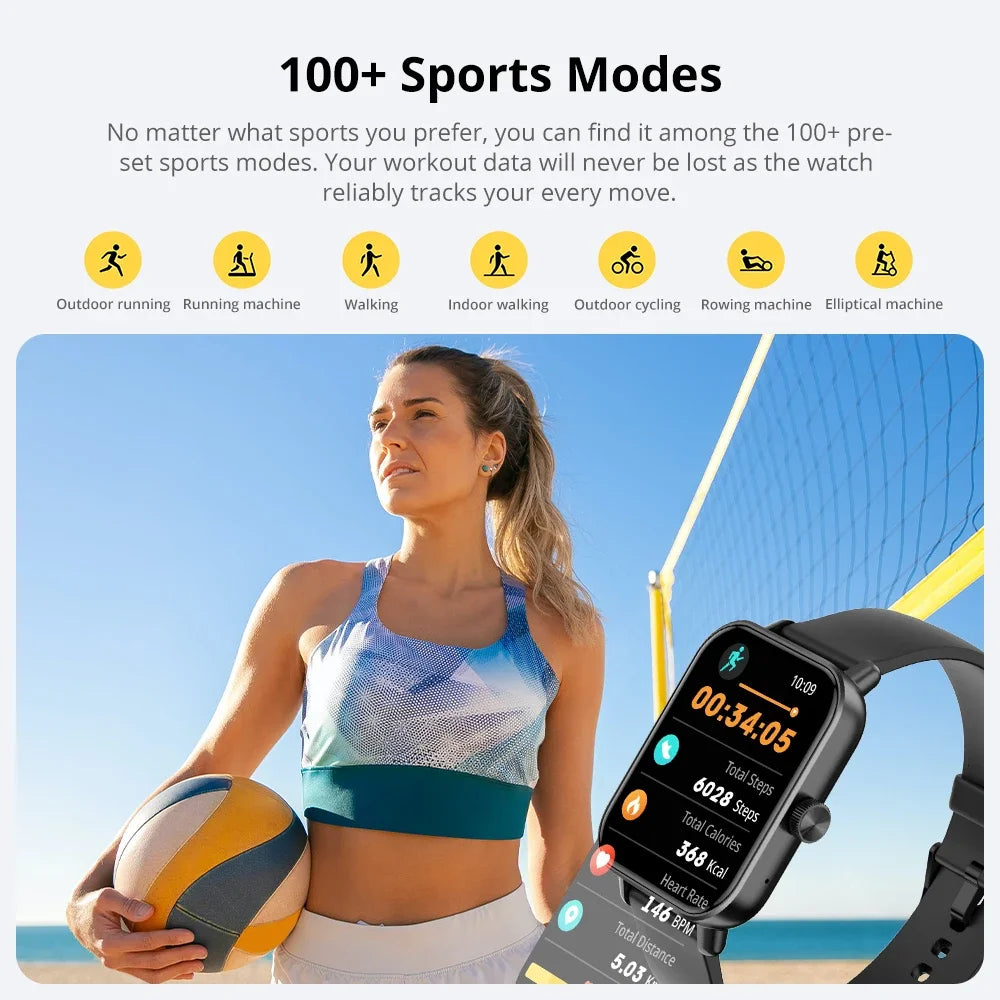 Montre intelligente COLMI P81 avec appels vocaux, écran Ultra de 1,9 pouces, moniteur de santé 24H, plus de 100 modes sportifs, montre connectée Bluetooth pour hommes et femmes