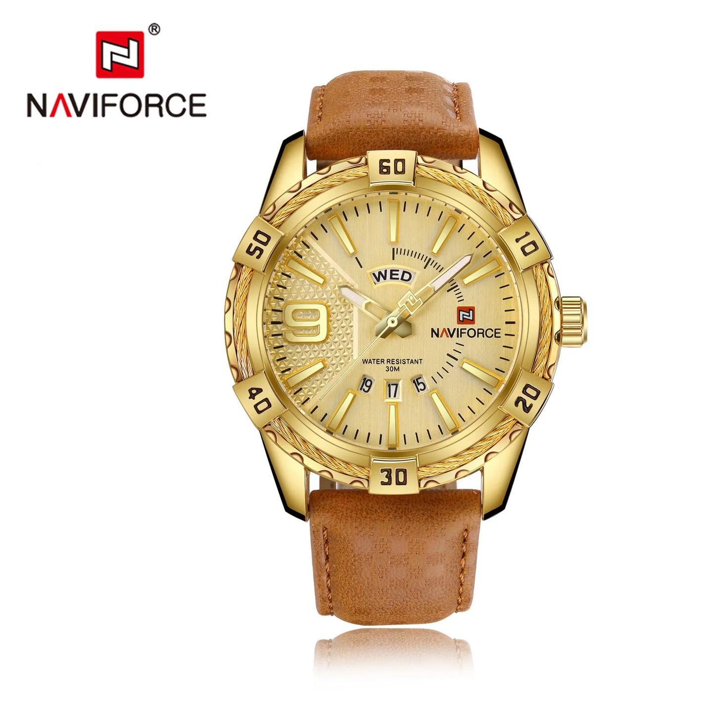 NAVIFORCE – Montre-bracelet de luxe pour homme, marque originale, quartz, classique, étanche, bracelet en acier, horloge pour homme