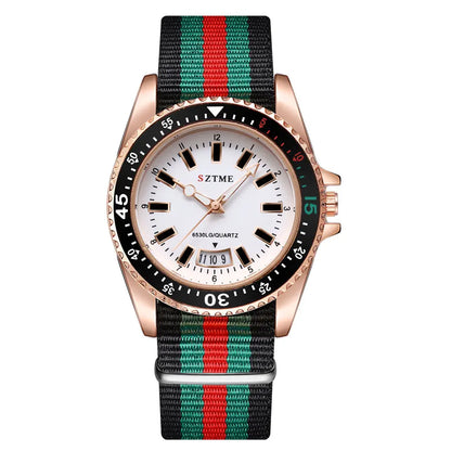 Nouvelle montre de calendrier à bracelet en nylon pour homme, luxueuse et simple montre à quartz de nuit pour hommes et femmes d'affaires