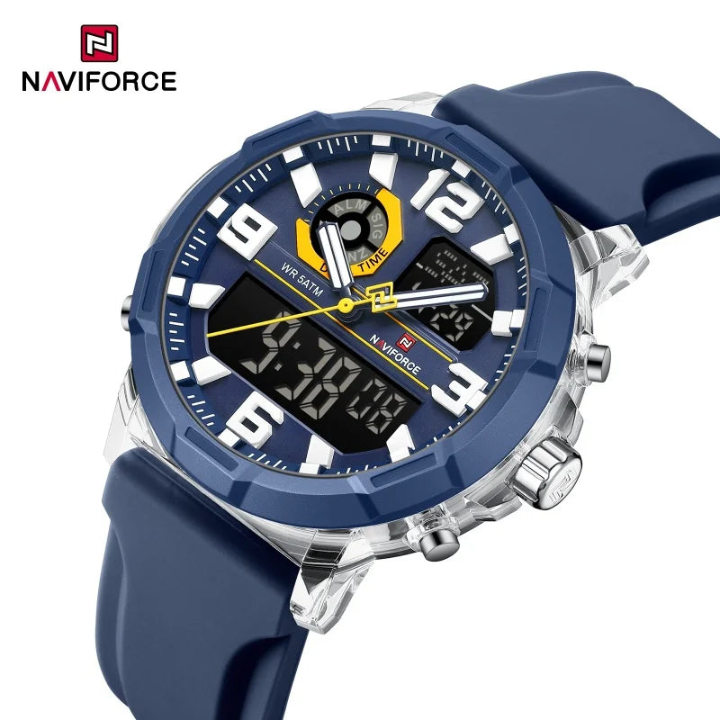 NAVIFORCE 2026 Montre homme nouvelle 5ATM étanche Double affichage Chronographe Réveil Montre-bracelet Montres tendance pour homme NF7130