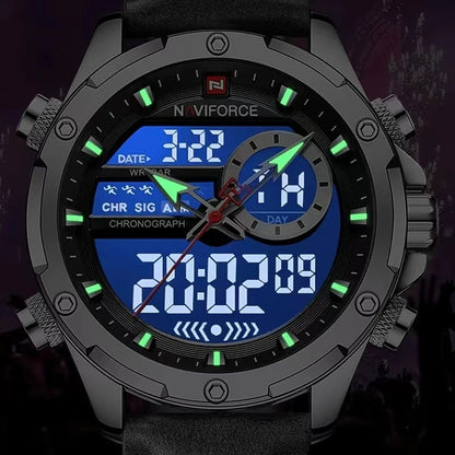 Montre NAVIFORCE pour Hommes Double Affichage Marque de Luxe Sport Décontracté Chronographe Réveil Étanche Bracelet en Cuir montre homme Reloj