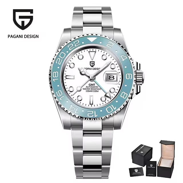 Montre Homme PAGANI DESIGN GMT 40mm Automatique Verre Saphir Acier Inoxydable Étanche Top Marque Cadeau RelogioMasculino