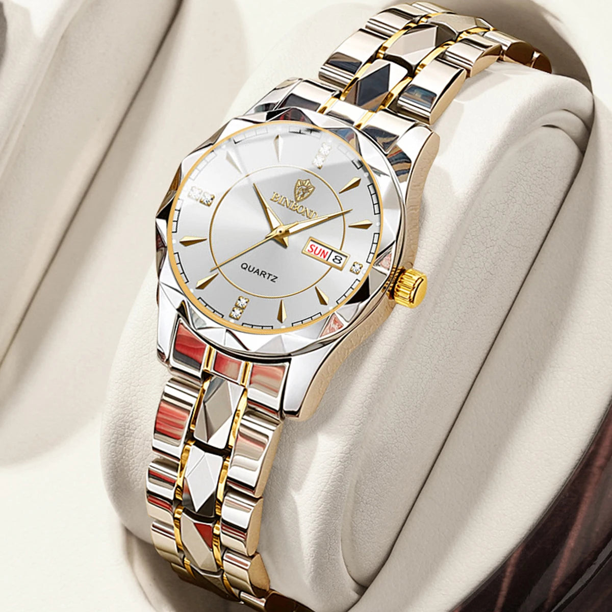 BINBONG Montres Femme Luxe Mode Dames Montre à Quartz Étanche Lumineuse Date Acier Inoxydable Montre-Bracelet Cadeau Petite Amie Amoureux